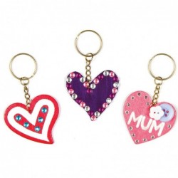 AF906 Heart Wooden Keyrings - Pack of 8 Craft Kits for Kids to Paint Make and Wear $14.07 Craft Kits