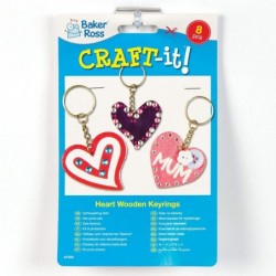 AF906 Heart Wooden Keyrings - Pack of 8 Craft Kits for Kids to Paint Make and Wear $14.07 Craft Kits