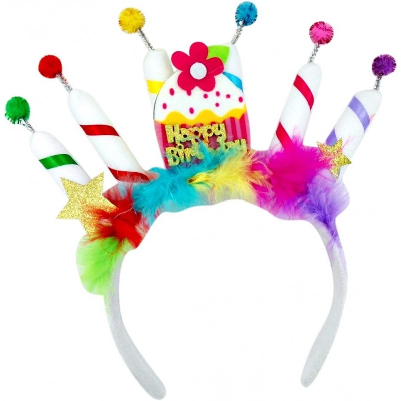 Happy Birthday Cupcake and Candles Headband Rainbow Party Accessory One Size Fits Most $16.77 Kids' Dress-Up Accessories