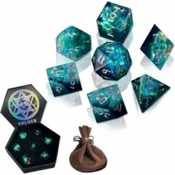 DND Dice Set Dungeon and Dragons Sharp Edge Dice Handmade Resin Polyhedral Dice RPG D20 Role Playing Gaming Dice for Party Ga...