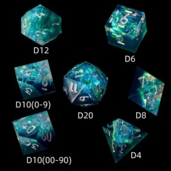 DND Dice Set Dungeon and Dragons Sharp Edge Dice Handmade Resin Polyhedral Dice RPG D20 Role Playing Gaming Dice for Party Ga...