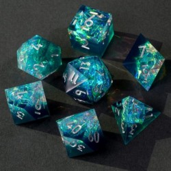 DND Dice Set Dungeon and Dragons Sharp Edge Dice Handmade Resin Polyhedral Dice RPG D20 Role Playing Gaming Dice for Party Ga...