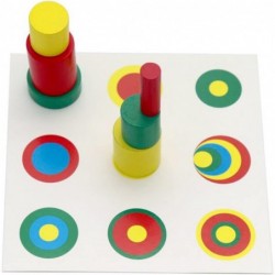 Montessori Colored Cylinders With Control Cards Kids Wooden Knobless Blocks Shape & Color Recognition Material Toys (Colored ...