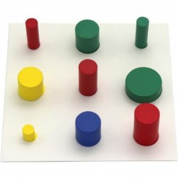 Montessori Colored Cylinders With Control Cards Kids Wooden Knobless Blocks Shape & Color Recognition Material Toys (Colored ...