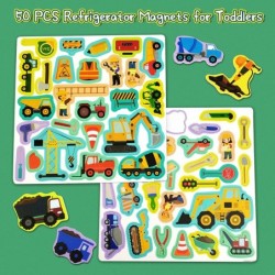 Construction Site Fridge Magnets for Toddlers 50 PCS Refrigerator Magnets for Kids Create a Scene Magnetic Play Sticker Book ...