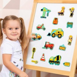 Construction Site Fridge Magnets for Toddlers 50 PCS Refrigerator Magnets for Kids Create a Scene Magnetic Play Sticker Book ...