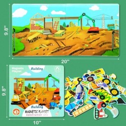 Construction Site Fridge Magnets for Toddlers 50 PCS Refrigerator Magnets for Kids Create a Scene Magnetic Play Sticker Book ...