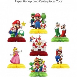 7 pcs Mario Honeycomb Centerpieces for Table Decoration | Super Mario Table Toppers Party Supplies Children’s Birthday Baby S...