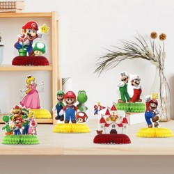 7 pcs Mario Honeycomb Centerpieces for Table Decoration | Super Mario Table Toppers Party Supplies Children’s Birthday Baby S...