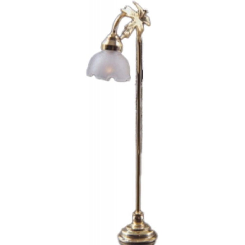 Dollhouse Gold Brass Floor Light White Fluted Shade Electric Standard Lamp 12V $44.79 Dollhouse Accessories