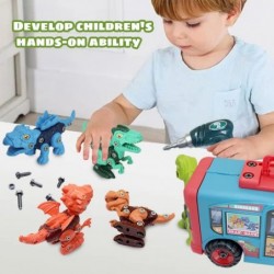 Take Apart Dinosaur Toys and Bus Table with Electric Drill for Kids Dinosaur Toys for Kids 3-5 5-7 Toddler Girls and Boys Bir...