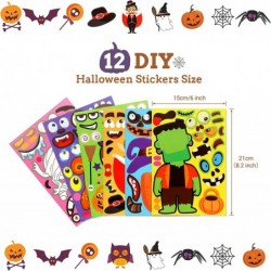 12 Sheet Halloween Stickers for Kids 6 Kinds Halloween Party DIY Stickers Halloween Party Favors for Kids Great Make-a-Face H...