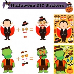 12 Sheet Halloween Stickers for Kids 6 Kinds Halloween Party DIY Stickers Halloween Party Favors for Kids Great Make-a-Face H...