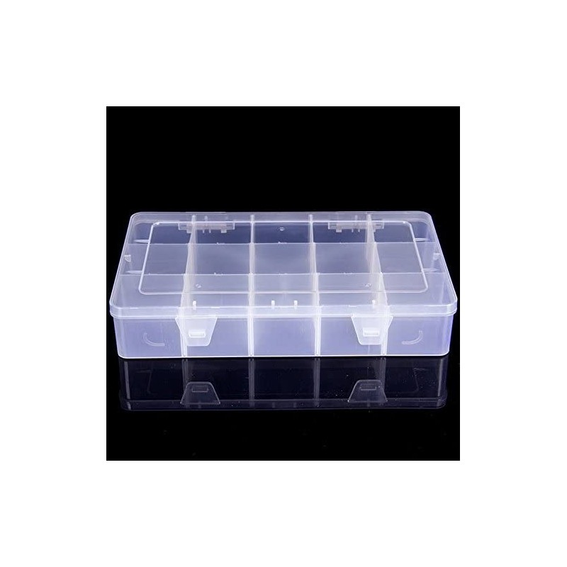 Large Transparent Thick Hard 15 Grids Adjustable Compartment Slot Plastic Hobby Craft Storage Box Case Raft Storage Box Organ...