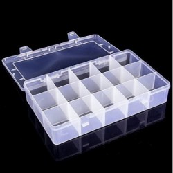 Large Transparent Thick Hard 15 Grids Adjustable Compartment Slot Plastic Hobby Craft Storage Box Case Raft Storage Box Organ...