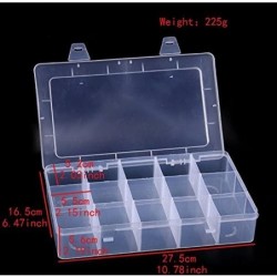 Large Transparent Thick Hard 15 Grids Adjustable Compartment Slot Plastic Hobby Craft Storage Box Case Raft Storage Box Organ...