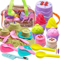 Beach Toys |Kids Play Sand Beach Bucket Pail and Spade Toys for Kids 21Pack Cake Ice Cream Sandbox Molds Set Gift for Kids To...