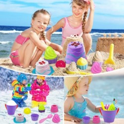 Beach Toys |Kids Play Sand Beach Bucket Pail and Spade Toys for Kids 21Pack Cake Ice Cream Sandbox Molds Set Gift for Kids To...