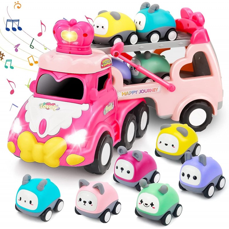 Toys for 1 2 3 Year Old Girl 7 in 1 Toddler Girl Toys with Cute Crown 1 2 3 Year Old Girl Gifts with Light & Music Car Carrie...