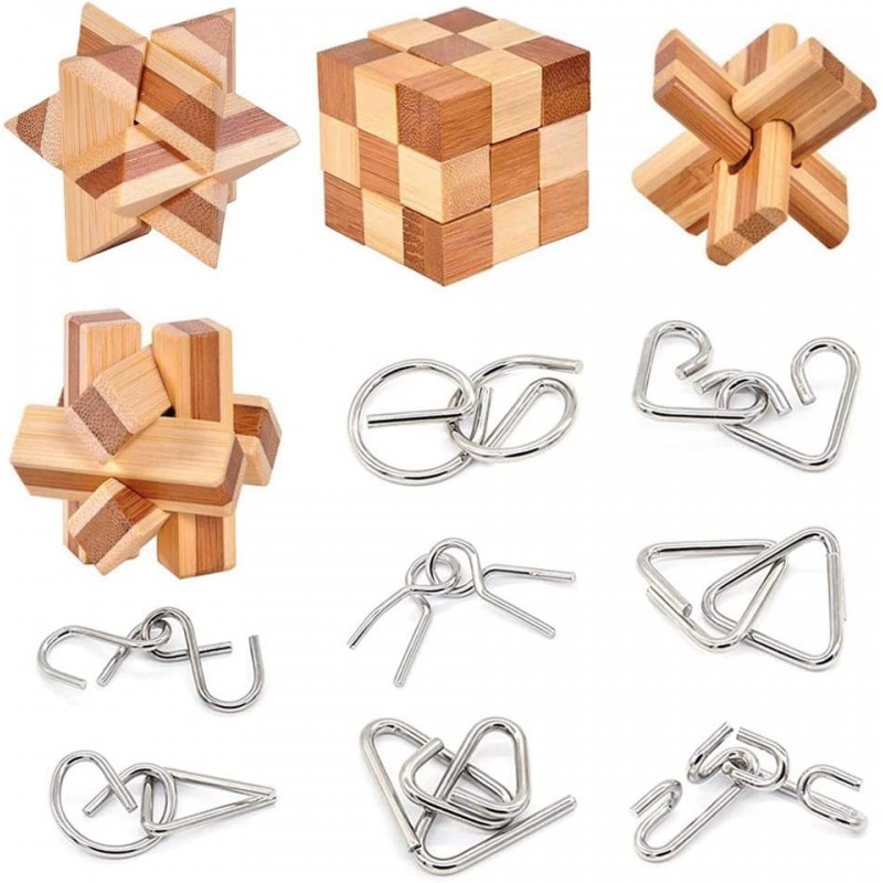 Bamboo 3D Puzzle Metal Brain Teasers Puzzles Mind Game Toys Set for Teens and Adults Pack of 12pcs $29.23 Brain Teaser Puzzles