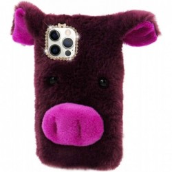 Pig Case for Samsung Galaxy S21 FE 5G Cute Plush 3D Cartoon Piggy Funny Shell Fluffy Soft Fake Fur Warm Furry Shockproof Prot...