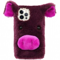 Pig Case for Samsung Galaxy S21 FE 5G Cute Plush 3D Cartoon Piggy Funny Shell Fluffy Soft Fake Fur Warm Furry Shockproof Prot...