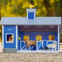 Horses Farms Home at The Barn Playset | 10 Piece Playset | 1 Stablemates Horses Included | 15" L x 4" W x 10" H | 1:32 Scale ...