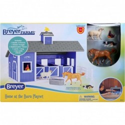 Horses Farms Home at The Barn Playset | 10 Piece Playset | 1 Stablemates Horses Included | 15" L x 4" W x 10" H | 1:32 Scale ...