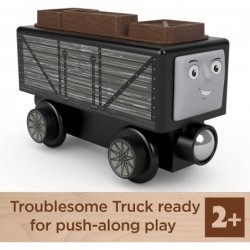 Fisher-Price Wooden Railway Troublesome Truck & Crates Push-Along Toy Train car Made from sustainably sourced Wood for Kids $...