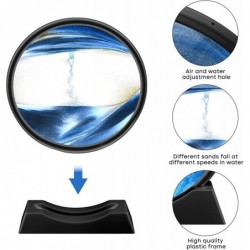 Moving Sand Art Picture Deep Sea Blue 3D Round Glass Flowing Sand Decor for Desktop Office Home(7in Blue) $42.27 Craft Kits