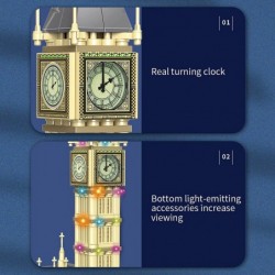 Big Ben Building Set Model Kit with Lighting and Real Clocks Architecture London World Famous Architectural Model Toys Gift f...