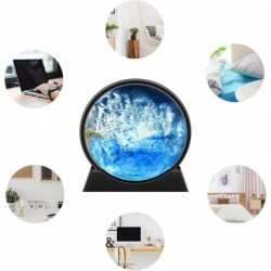 Moving Sand Art Picture Deep Sea Blue 3D Round Glass Flowing Sand Decor for Desktop Office Home(7in Blue) $42.27 Craft Kits