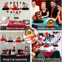 9.8 Inch Casino Party Honeycomb Centerpieces Sets Casino Theme Party Table Toppers Poker Party Decorations for Casino Night P...