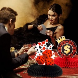 9.8 Inch Casino Party Honeycomb Centerpieces Sets Casino Theme Party Table Toppers Poker Party Decorations for Casino Night P...