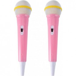 Fake Microphone Prop 2Pcs Pink Pretend Microphone Toy Plastic Microphone Karaoke Fun Costume Prop for Toddlers Kids Birthday ...