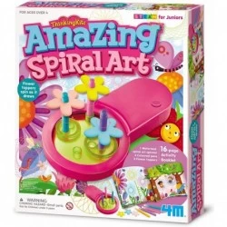 Toysmith Thinking Kits Amazing Spiral Art from STEAM for Juniors Flower Toppers Spin as The Motorized Art Spinner Draws 16-Pa...