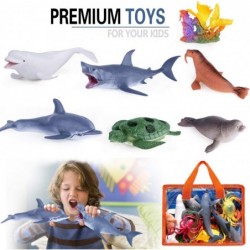 Kids Ocean Animals Toys with Large Play Mat 18 Pack Assorted Realistic Sea Animal Toys with Carrier Bag Including Shark Whale...