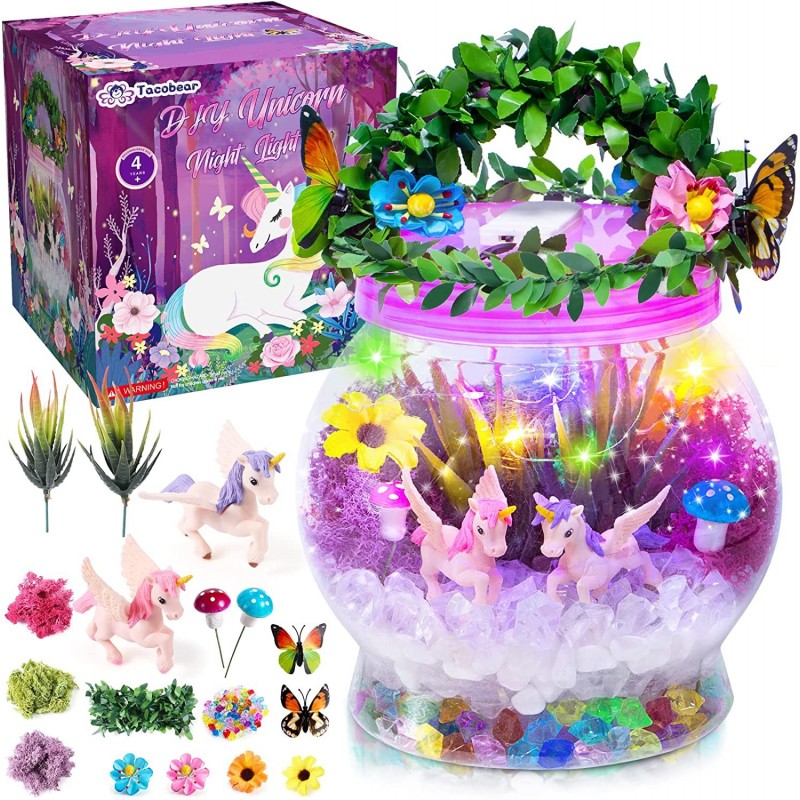 Light up Unicorn Terrarium Kit for Kids Unicorn Gifts for Girls 3 4 5 6 7 8 Create Your Own Garden Kit Unicorn Stuff DIY Nigh...