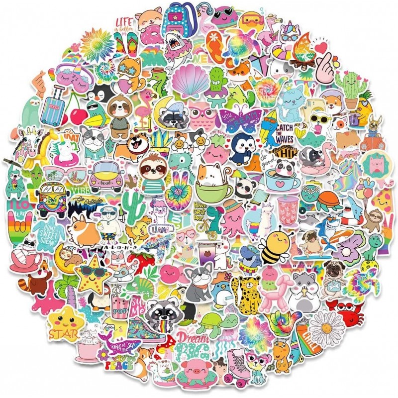 Water Bottle Stickers for Kids 200 Pcs Waterproof Vinyl Stickers for Water Bottles Stickers Pack for Kids Cute Stickers for S...