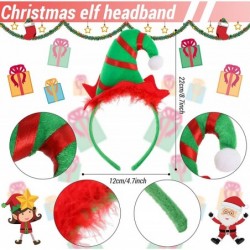 Christmas ELF Hats with Bells Christmas Headbands Red Green Christmas Holiday Party Hats Elf Head Hat Toppers Flexible Hair H...