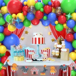 Carnival Circus Balloon Arch Garland Kit 146 Pcs Red Blue Yellow Green Colorful Balloon Garland and Star Foil Balloons for Bo...