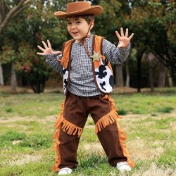 Boys Halloween Cowboy Costumes Cowboy Outfit for Kids Age 5 6 7 Toddler Role Play Suit Toy W/ Cowboy Hat Shirt Vest Theme Par...