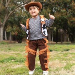 Boys Halloween Cowboy Costumes Cowboy Outfit for Kids Age 5 6 7 Toddler Role Play Suit Toy W/ Cowboy Hat Shirt Vest Theme Par...