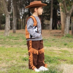 Boys Halloween Cowboy Costumes Cowboy Outfit for Kids Age 5 6 7 Toddler Role Play Suit Toy W/ Cowboy Hat Shirt Vest Theme Par...