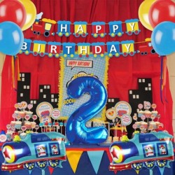 Train 2nd Birthday Decorations Train 2 Years Old Birthday Party Supplies With Number 2 Foil Balloons Train Birthday Banner La...