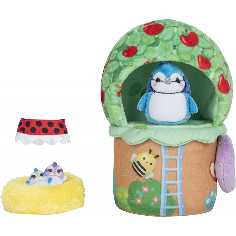 by Original Squishmallows Deluxe Tiptop Treehouse Playscene - Includes 2-Inch Babs The Blue Jay Plush Ladybug Dress Bird’s Ne...