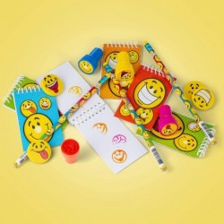 Happy Themed Set Of Party Favors With Smile Designs For Kids - 48-Piece Bulk Smiley Stationery Set - Erasers Pencils Stampers...