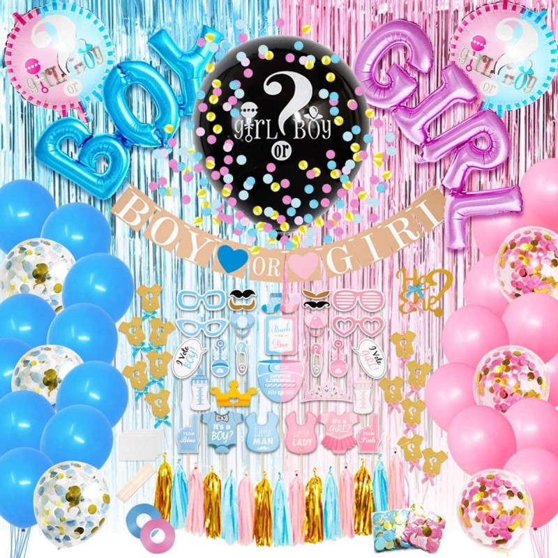 Gender Reveal Party Supplies 105 Pieces Baby Gender Reveal Decorations kit with 36'' Gender Reveal Balloon Pink and Blue Ball...