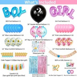 Gender Reveal Party Supplies 105 Pieces Baby Gender Reveal Decorations kit with 36'' Gender Reveal Balloon Pink and Blue Ball...