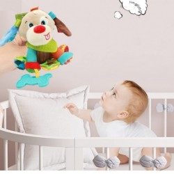 Hanging Car Seat Stroller Toys with Teether for Babies 6 to 12 Months Soft Plush Toy Dog Design for Crib Mobile Baby Soothing...